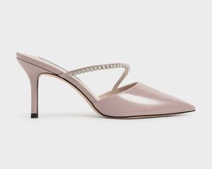 Giày cao gót Charles & Keith Gem-Encrusted Patent Stiletto Mules CK1-60361363 Taupe