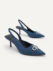 Giày Pedro Icon Leather Pointed Slingback PW1-26680024 - Navy
