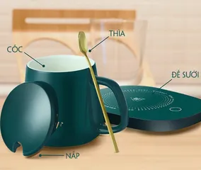 Hộp Quà Tặng Cốc Hâm Nóng Sứ Kèm Đế Điện - Giữ Nhiệt Cafe, Trà, Quà Tặng Ý Nghĩa Cho Mẹ Bỉm Sữa, Văn Phòng, Học Sinh