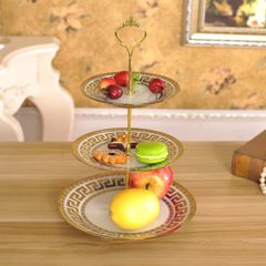 Khay Gốm Sứ Đựng Bánh Kẹo Hoa Quả 3 Tầng Sang Trọng - Thiết Kế Độc Đáo, Chất Liệu Cao Cấp, Trang Trí Nội Thất Xinh Đẹp