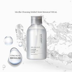 Nước Tẩy Trang Không Cồn Unlabel Moist Botanical 500ml - Sạch Da, Cấp Ẩm, Chiết Xuất Thiên Nhiên, An Toàn Với Mọi Loại Da