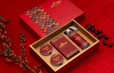 Set quà Tết Saffron Jahan 0.5g và trà hoa nhài, cúc - Quà tặng sức khỏe cho người thân, bạn bè, đối tác