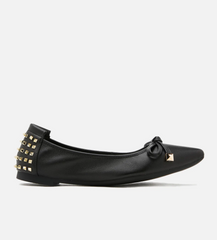 Giày bệt nữ Spikes Embellished Leather Pointy Toe Flats 0183320BK40