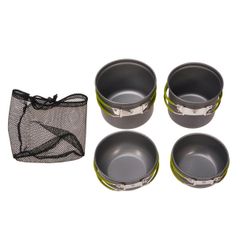 Bộ 4 Nồi Tay Cầm Xếp Gọn Chống Dính - Hợp Kim Nhôm Bền Đẹp, Tiện Lợi Cho Gia Đình 2-4 Người, Phù Hợp Với Dã Ngoại
