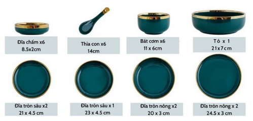 Bộ bát đĩa sứ cao cấp 26 món viền vàng - Thiết kế Bắc Âu sang trọng, chất liệu gốm sứ an toàn, hoàn hảo cho bữa tiệc và quà tặng.