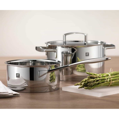 Bộ Nồi 5 Món Zwilling Quadro 65060-000 Cao Cấp - Thép Không Gỉ 18/10, Nắp Kính, An Toàn cho Mọi Loại Bếp