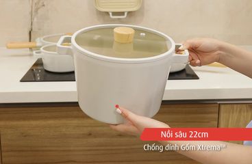 Bộ Nồi Chảo Neoflam Fika IH 5 Món - Chất Liệu Nhôm Cao Cấp, Gốm Chống Dính Xtrema, An Toàn Cho Sức Khỏe