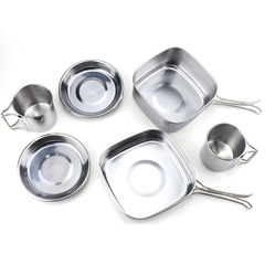 Bộ Nồi Dã Ngoại CAMELWILL 6 Món - Chất Liệu Inox Bền Bỉ, Chống Gỉ, Tiện Lợi Cho Chuyến Du Lịch, Cắm Trại