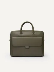 Cặp xách Pedro Henry Textured Leather Briefcase PM2-16320046-3 Military Green