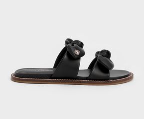Dép nữ Charles & Keith Lotso Double Knotted Slide Sandals Black
