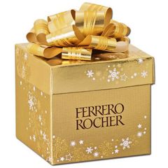 Kẹo socola hạt phỉ Raffaello Ferrero hộp nơ vàng vuông