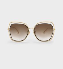 Kính mát Charles & Keith Cut-Out Double-Frame Butterfly Sunglasses Black
