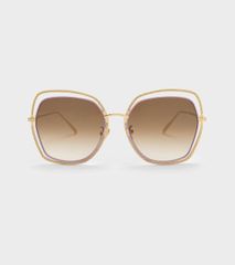 Kính mát Charles & Keith Cut-Out Double-Frame Butterfly Sunglasses Violet