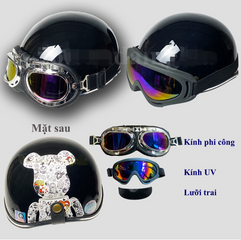 Mũ Bảo Hiểm Nửa Đầu Bearbrick Thời Trang - Sành Điệu, Bền Đẹp, Chống Va Đập Tối Đa, Dành Cho Nam Nữ, Màu Hồng Bóng