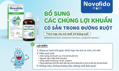 Novofido Drops - Hỗ Trợ Bổ Sung Lợi Khuẩn Cho Bé, Cải Thiện Hệ Tiêu Hóa, An Toàn và Lành Tính, 15ml