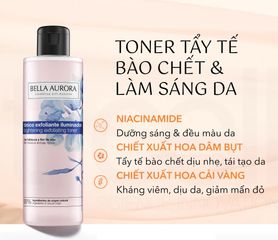 Nước cân bằng làm sáng da 2in1 Bella Aurora Exfoliating Brightening Toner - Tẩy tế bào chết, làm sạch da hiệu quả cho da dầu và hỗn hợp.