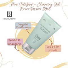 Sữa Rửa Mặt Bruno Vassari Pure Solutions 150ml - Gel Làm Sạch Chuyên Biệt Cho Da Dầu Mụn, Giúp Se Khít Lỗ Chân Lông