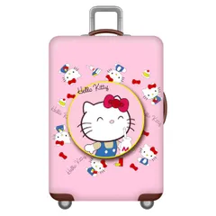 Túi Bọc Vali Kaws Co Giãn Chống Nước Hello Kitty Hồng - Phụ Kiện Du Lịch Chất Lượng Cao, Dễ Dàng Vệ Sinh, Bền Màu