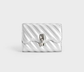 Ví Charles & Keith Freja Wavy Metallic Quilted Wallet CK6-10701257 Silver