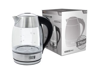 Ấm Siêu Tốc Thủy Tinh Lebenlang LBWE2626 - Công Suất 1850W-2200W, Dung Tích 1.8L, Đế Xoay 360 Độ, Tự Ngắt Khi Nước Sôi