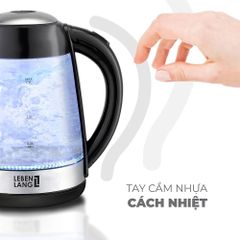 Ấm Siêu Tốc Thủy Tinh 1.7L Lebenlang LBWE9991-EC - Công Suất 2200W, Đế Xoay 360 Độ, An Toàn và Tiện Lợi cho Mọi Gia Đình