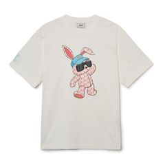 Áo Phông MLB New York Yankees Hình Thỏ - Cotton Trắng, Cổ Tròn, Cộc Tay Dành Cho Unisex - Thời Trang Đường Phố Năng Động