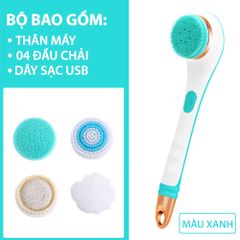 Bàn chải tắm điện tự động Mifan - Thiết bị làm đẹp 4 trong 1, công nghệ massage và làm sạch sâu cho cơ thể với 4 đầu chải, chống nước IPX6.