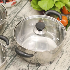 Bộ 3 nồi inox cao cấp Chefman CM-922 - Chất liệu bền đẹp, sáng bóng, kích cỡ 18-22-24cm cho mọi nhu cầu nấu nướng gia đình
