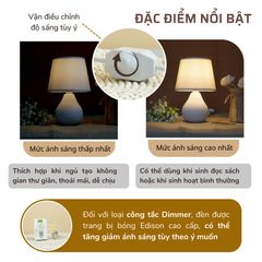 Đèn Ngủ Gốm Sứ Huta Light For Life S1 - Đèn Bàn LED Tiết Kiệm Điện, Trang Nhã Cho Không Gian Sống Thư Giãn