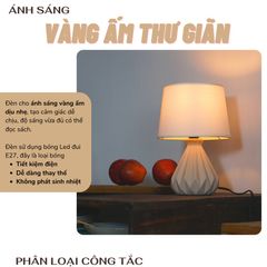 Đèn Ngủ Gốm Sứ Huta Light For Life S13 - Đèn Bàn Trang Trí Thiết Kế Thanh Lịch, Ánh Sáng Vàng Ấm Thư Giãn Gợi Cảm Hứng