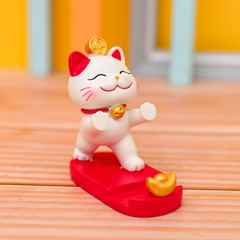 Giá đỡ điện thoại mèo Thần Tài may mắn - Phụ kiện trang trí nhà, ô tô cho năm mới, mang lại tài lộc và may mắn, chất liệu PVC cao cấp.