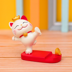 Giá đỡ điện thoại mèo Thần Tài may mắn - Phụ kiện trang trí nhà, ô tô cho năm mới, mang lại tài lộc và may mắn, chất liệu PVC cao cấp.