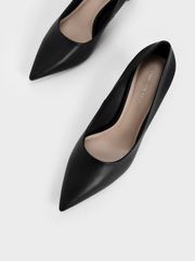 Giày cao gót C&K CK1-60280375 Đen - Metallic Accent Clear Heel Pumps Cao 6.5cm, Mũi Nhọn Thời Trang cho Phái Đẹp
