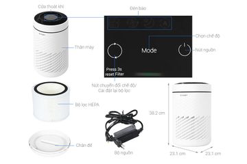 Máy lọc không khí Casper AP-250MAH 22W - Tiết kiệm điện, lọc không khí hiệu quả cho phòng 20-30m², thiết kế nhỏ gọn, nhẹ 2.8kg.