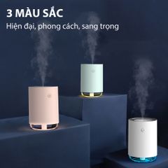 Máy Phun Sương Tạo Ẩm Mini Jiashi MPS02 Có Đèn LED - Dung Tích 220ml, Tinh Dầu Thơm, Thiết Kế Hiện Đại, Tạo Độ Ẩm Lý Tưởng