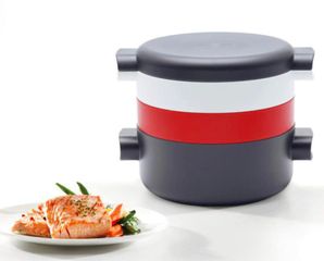 Nồi 4 Tầng Đa Năng Multi Roichen Hàn Quốc - Nấu Canh, Soup, Hấp, Nướng Đồng Thời Trong Lò Vi Sóng, Tiết Kiệm Thời Gian Nấu Nướng