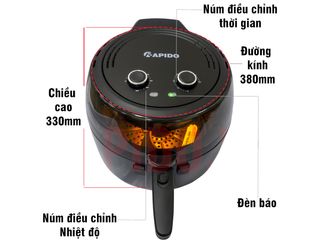 Nồi Chiên Không Dầu Rapido RAF6.5M2 6.5L - Công Suất 1800W, Tiết Kiệm Điện, Công Nghệ Inverter, Kiểu Dáng Sang Trọng, Hợp Thời Trang