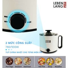 Nồi Lẩu Điện Mini 1.5L Lebenlang LBEC0808 - Công Suất 900W, Dùng Cho 2-3 Người, Thiết Kế Gọn Nhẹ, Màu Trắng Thời Trang