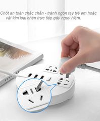 Ổ cắm đa năng Jiashi OCD05 với sạc USB, dây dài 2.8m và giá để điện thoại - Thiết bị tiện lợi cho gia đình