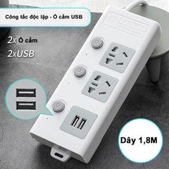 Ổ Cắm Điện Đa Năng Thông Minh Jiashi 2 Cổng USB - Tiện Ích Cao, Khả Năng Chịu Tải Lớn, Dây Dài 1.8m