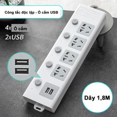 Ổ Cắm Điện Đa Năng Thông Minh Jiashi 2 Cổng USB - Tiện Ích Cao, Khả Năng Chịu Tải Lớn, Dây Dài 1.8m