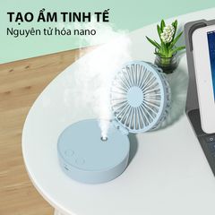 Quạt Mini Phun Sương Kết Hợp Đèn Ngủ Jiashi QMN03 - Quạt Cầm Tay Đa Năng Xông Tinh Dầu Nhiều Màu Sắc, 3 Tốc Độ Gió