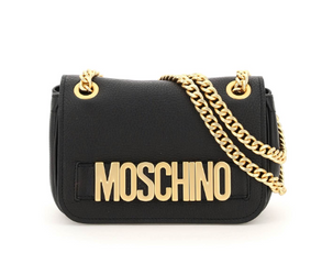 Túi da nữ Moschino leather bag with logo màu đen