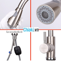 Vòi Nước Rửa Chén Nóng Lạnh Inox 304 Dây Rút Hobby Home Decor VDR1 - Chất Lượng Cao, Thiết Kế Tiện Dụng Cho Bếp