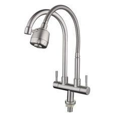 Vòi Rửa Chén Tăng Áp 2 Đầu Lạnh HOBBY Home Decor LX2D - Inox 304 Chất Lượng Cao, Thiết Kế Đẹp, Phun Nước Mạnh Mẽ, Phù Hợp Đa Số Chậu Rửa