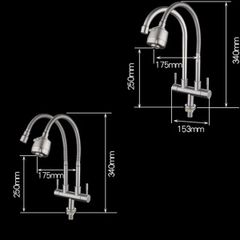 Vòi Rửa Chén Tăng Áp 2 Đầu Lạnh HOBBY Home Decor LX2D - Inox 304 Chất Lượng Cao, Thiết Kế Đẹp, Phun Nước Mạnh Mẽ, Phù Hợp Đa Số Chậu Rửa