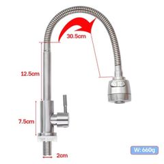 Vòi Rửa Chén Lạnh Lò Xo HOBBY Home Decor LXL - Thiết Kế Đa Năng, Phun Mạnh và Phun Đều, Dây Nóng Lạnh 60cm, Chất Liệu Inox 304