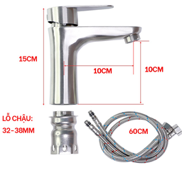 Vòi Lavabo Nóng Lạnh Hobby VRM2 Inox 304 Chống Gỉ - Thiết Kế Tiết Kiệm Nước, Dễ Sử Dụng Cho Bồn Rửa Mặt
