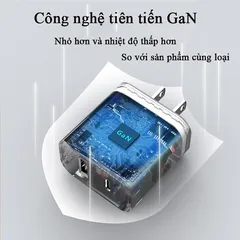 Củ sạc nhanh 2in1 20W PD và QC 18W, cổng USB-C và USB-A cho điện thoại, máy tính bảng, laptop - Sạc nhanh hiệu quả 3 lần.
