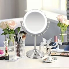 Gương Trang Điểm 2 Mặt HoMedics Kèm Đèn LED MIR-8150-EU - Gương Chân Thật 16.7cm, Thiết Kế Xoay 360 Độ, Phù Hợp Làm Đẹp và Trang Trí Nhà Ở